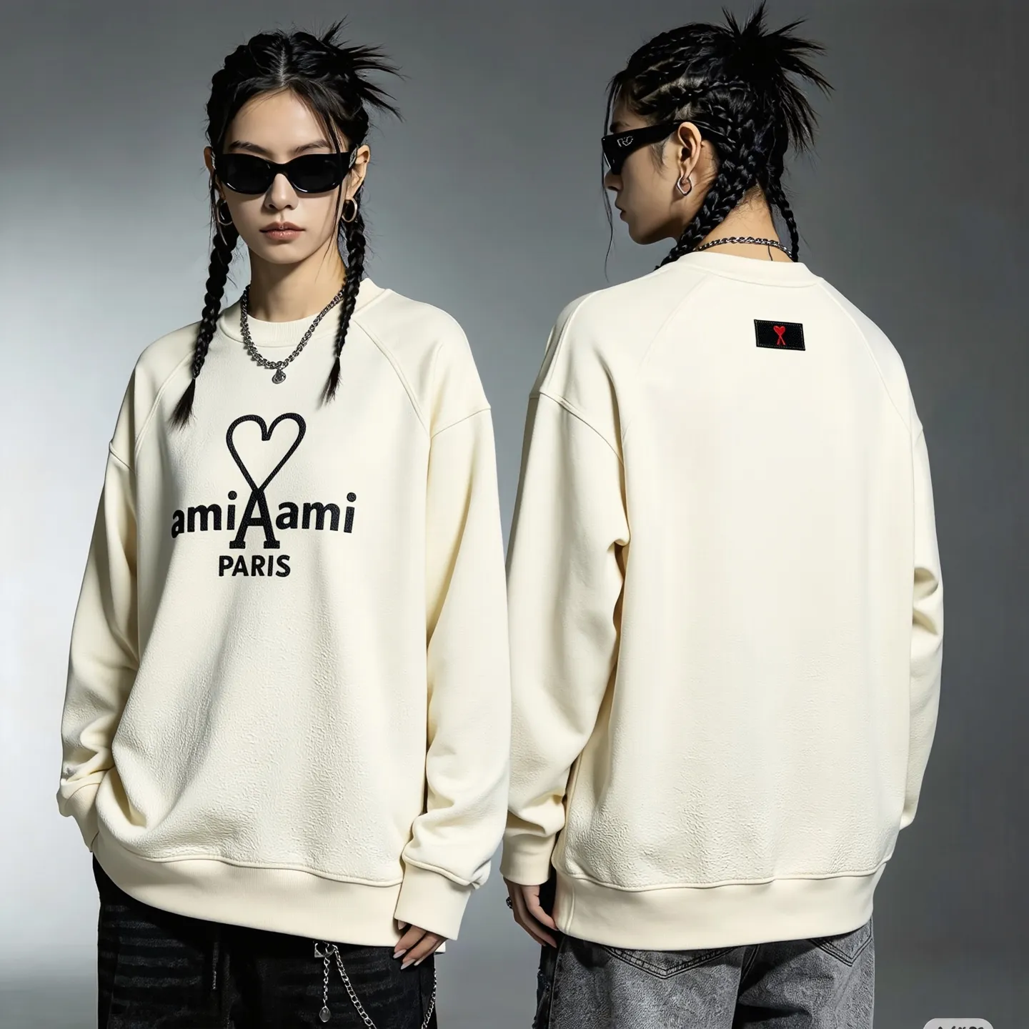 "𝙉𝙚𝙬⚜️Amy" 2026* Autumn and Winter New Arrival long-sleeved sweatshirt 460 grams Xinjiang cotton long-sleeved sweatshirt three-dimensional printed badge for men and women Same Style Size: S M L XL XXL Color: White Black Light Coffee Brown color Apricot color